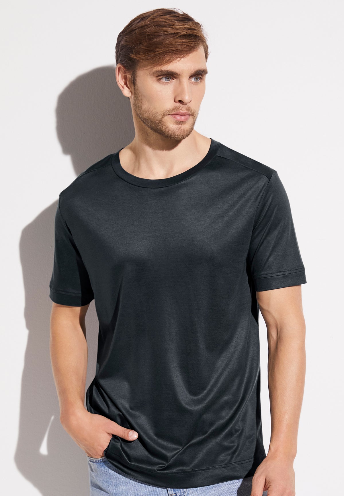 Sustainable Luxury | T-Shirt kurzarm - dark slate