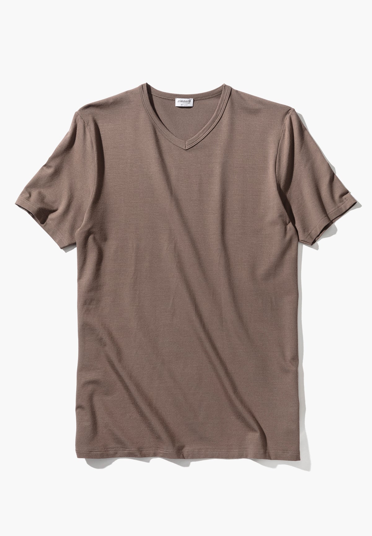Pureness | T-Shirt kurzarm V-Ausschnitt - walnut