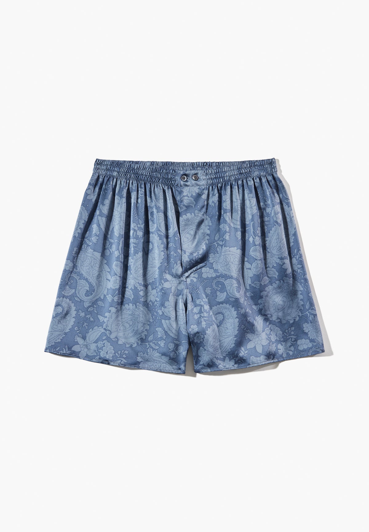 Silk Nightwear | Boxer Shorts - paisley blue