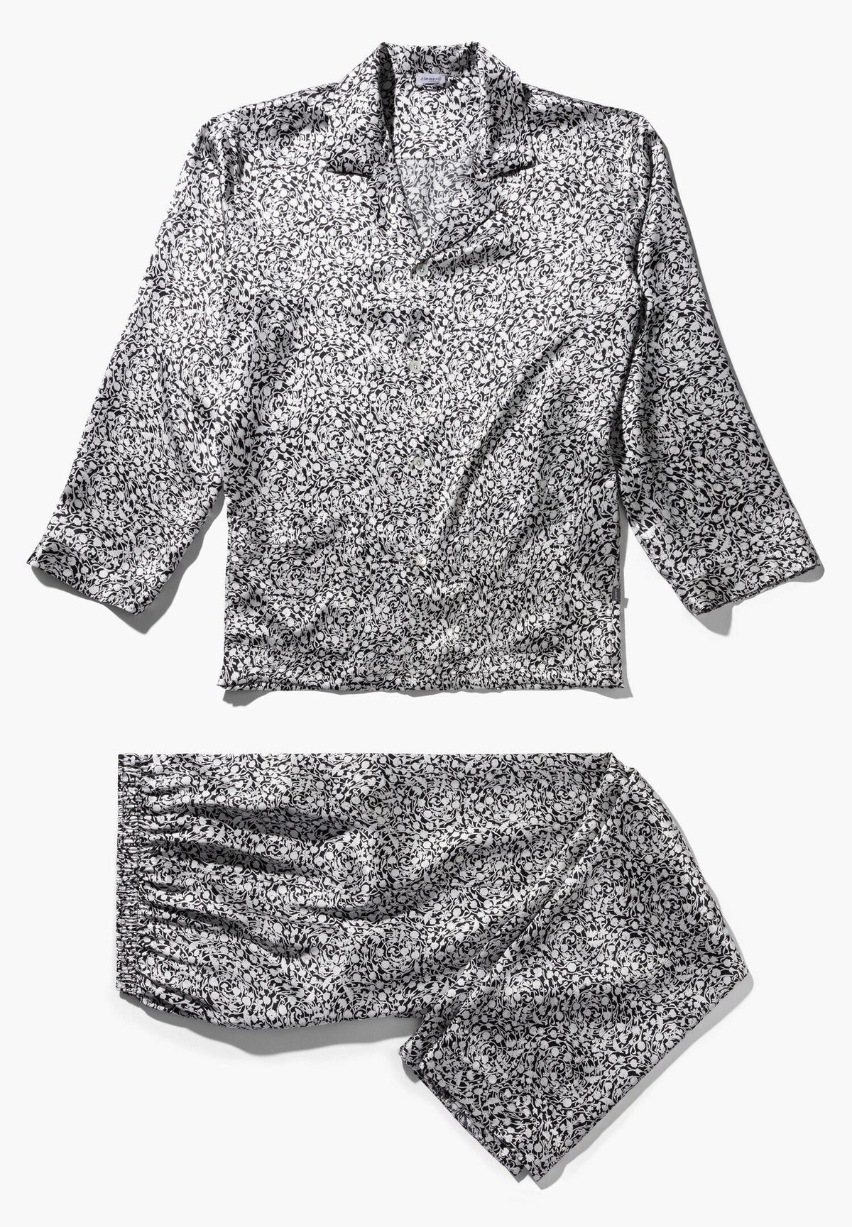 Silk Nightwear | Pyjama Long - black-white