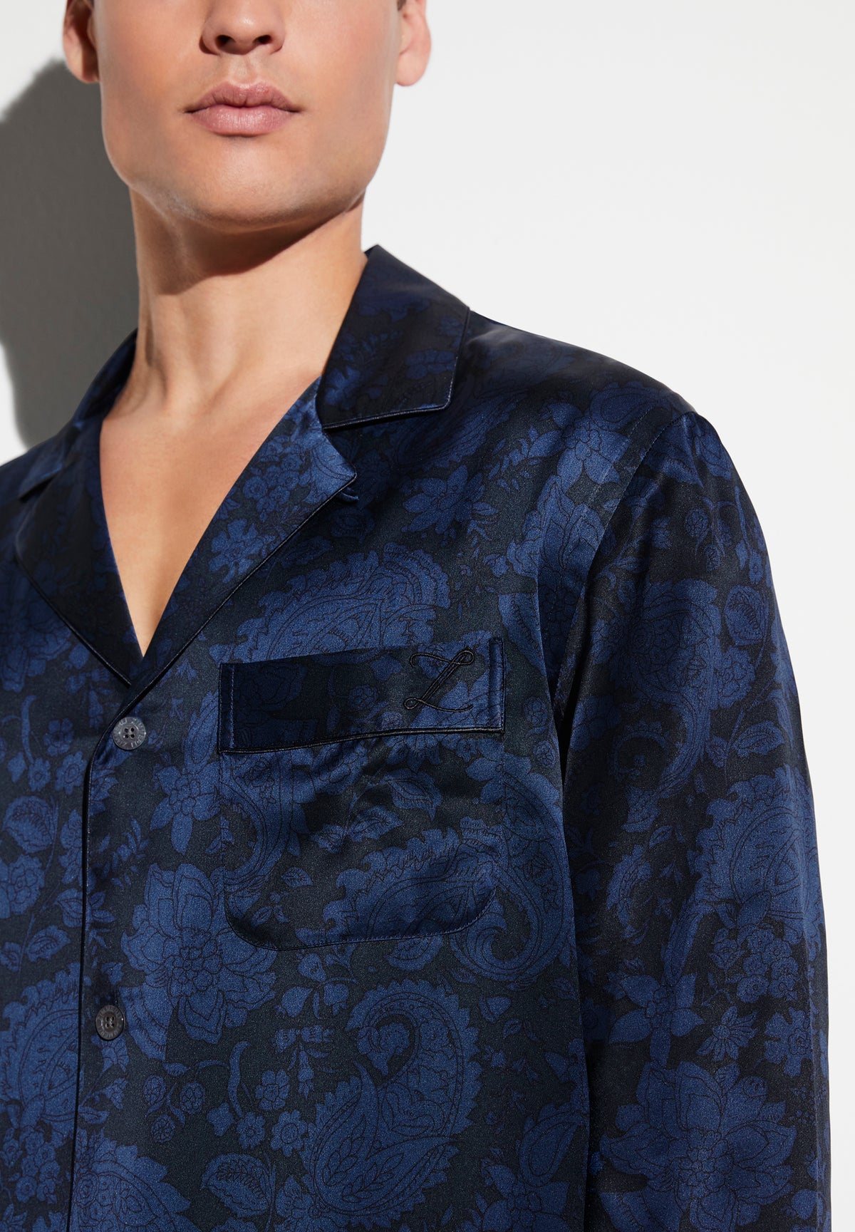 Silk Nightwear | Pyjama lang - paisley dark blue