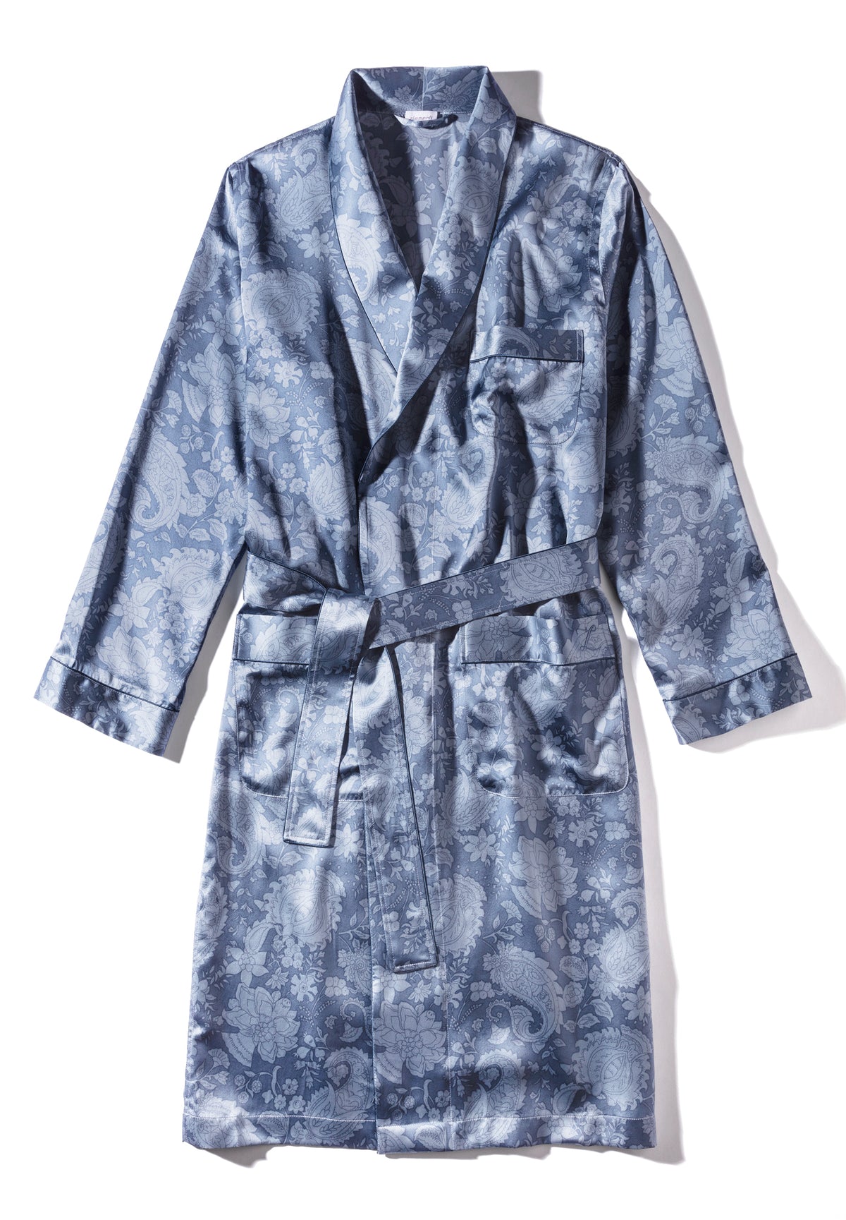 Silk Nightwear | Morgenmantel lang - paisley blue