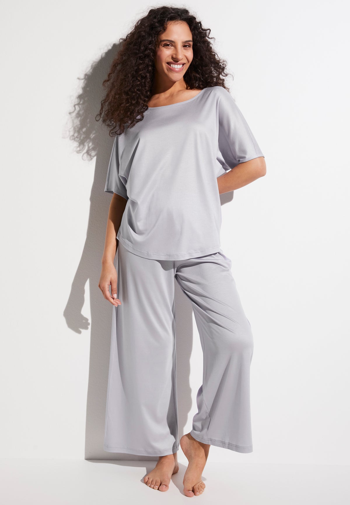 Sustainable Luxury | Cropped Pyjama kurzarm - soft lilac