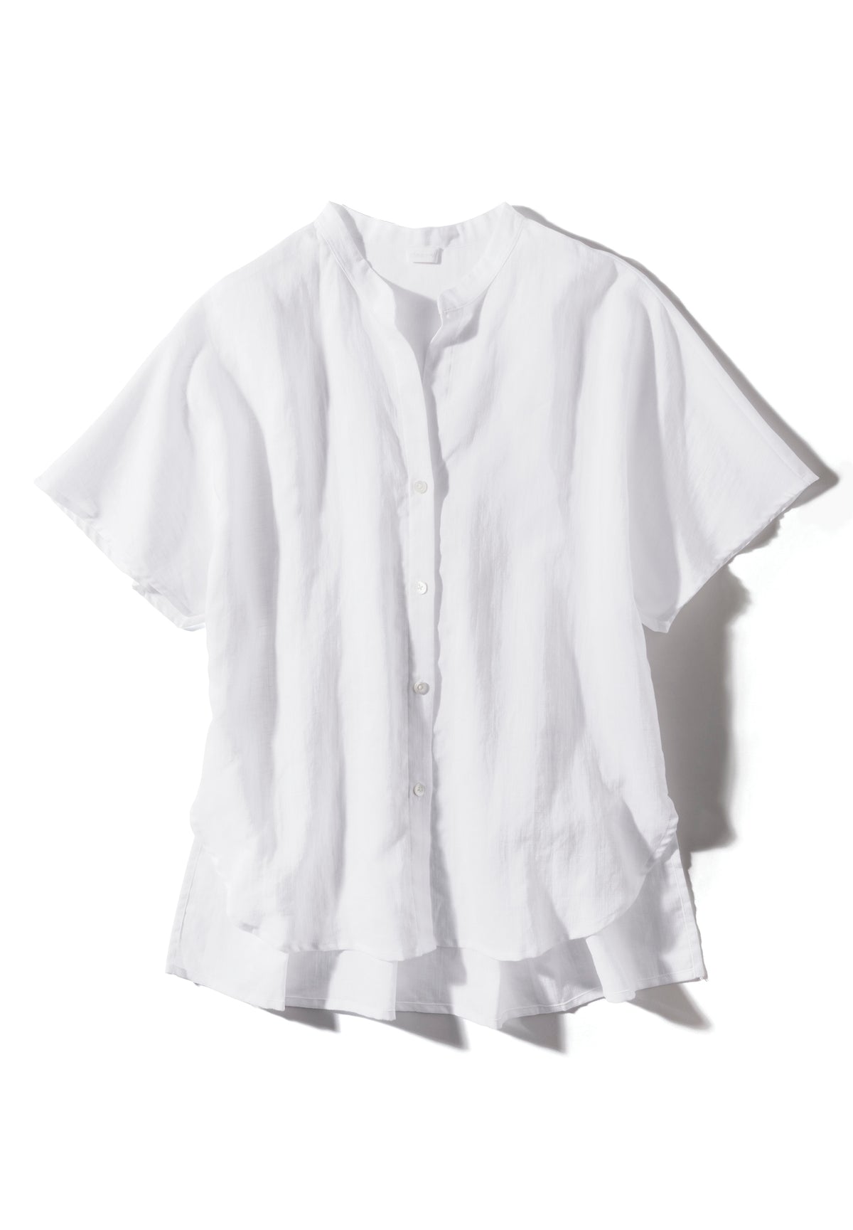 Linen Blend | Chemise avec fermeture frontale à boutons, manches courtes - white