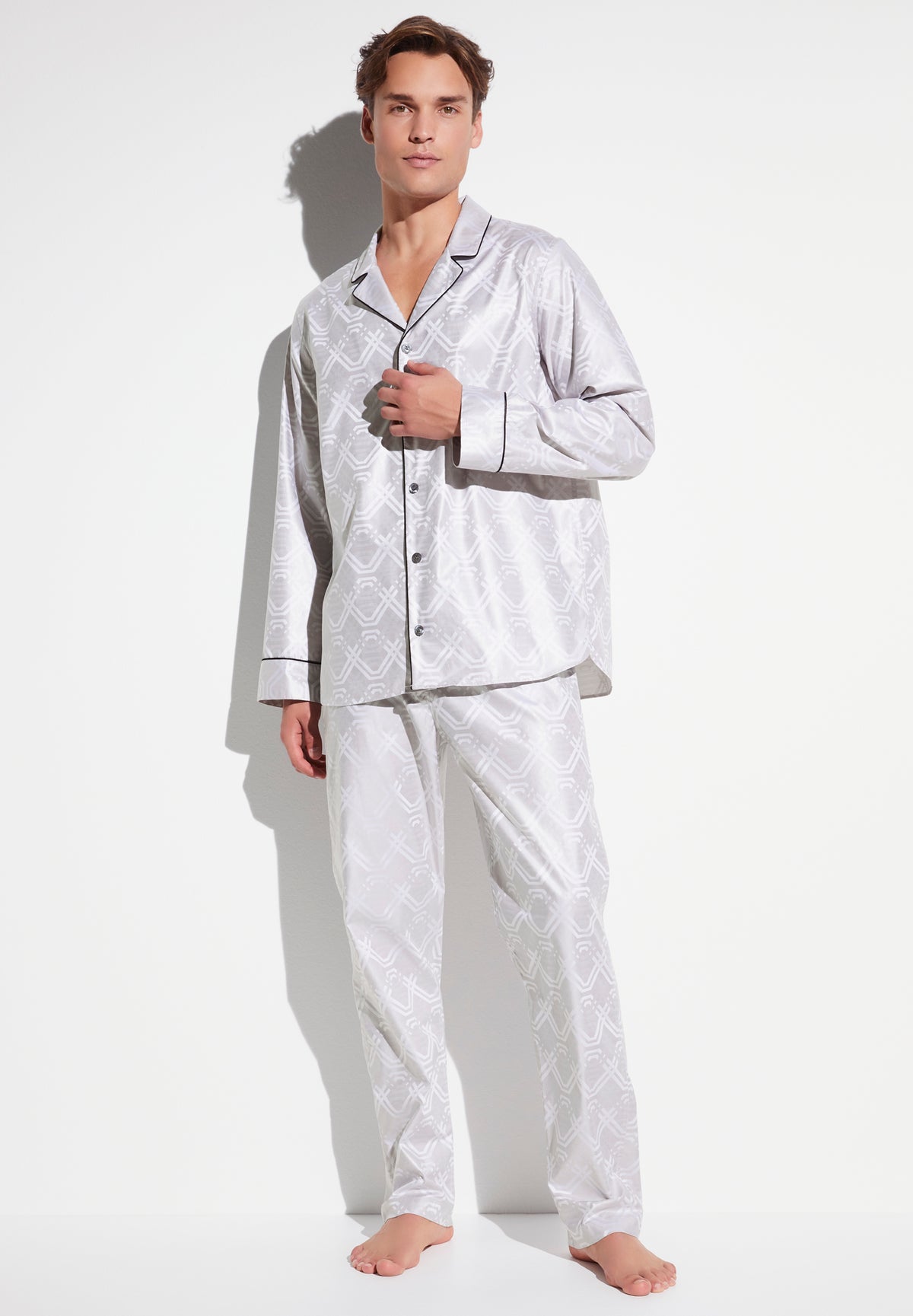 Luxury Jaquards | Pyjama longues - geo taupe