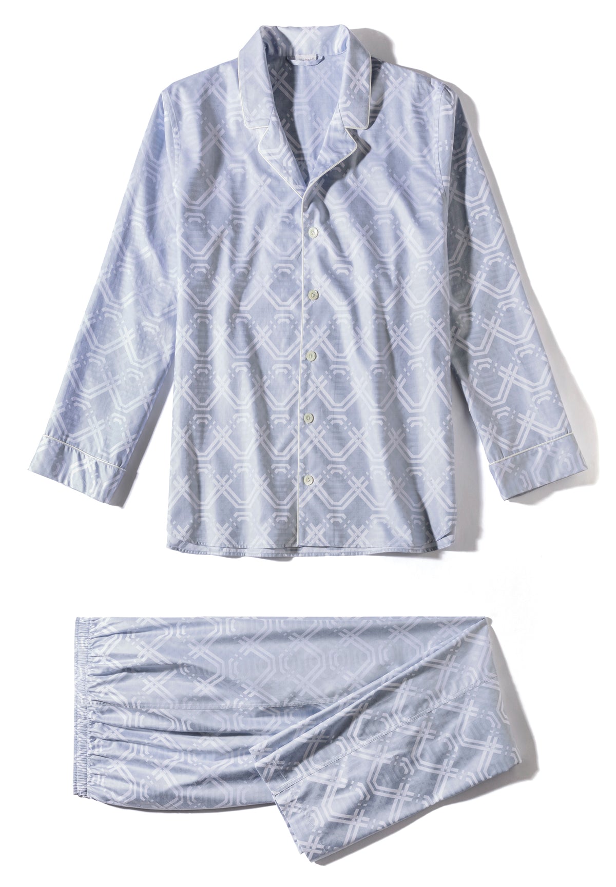 Luxury Jaquards | Pyjama longues - geo medium blue