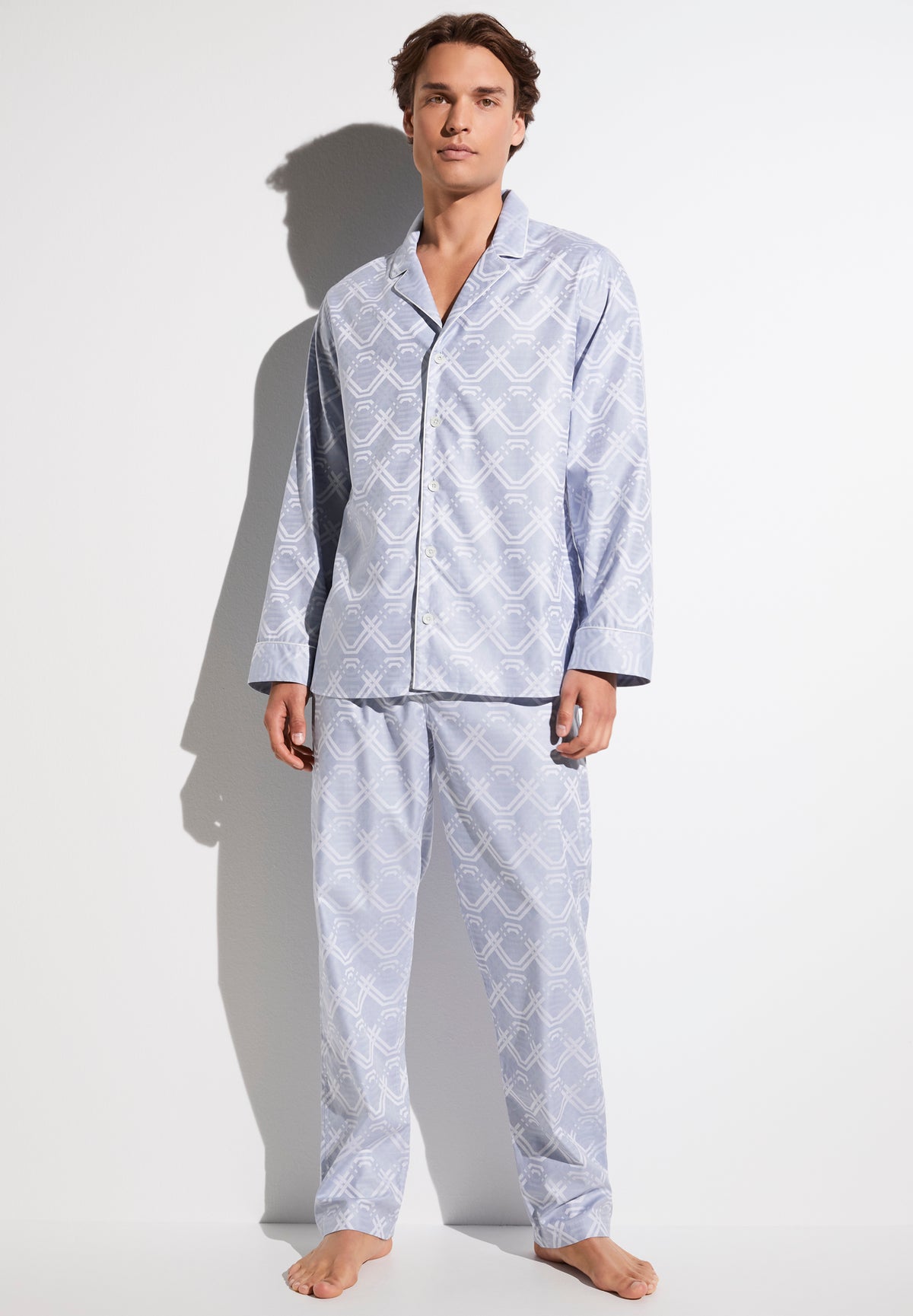 Luxury Jaquards | Pyjama longues - geo medium blue