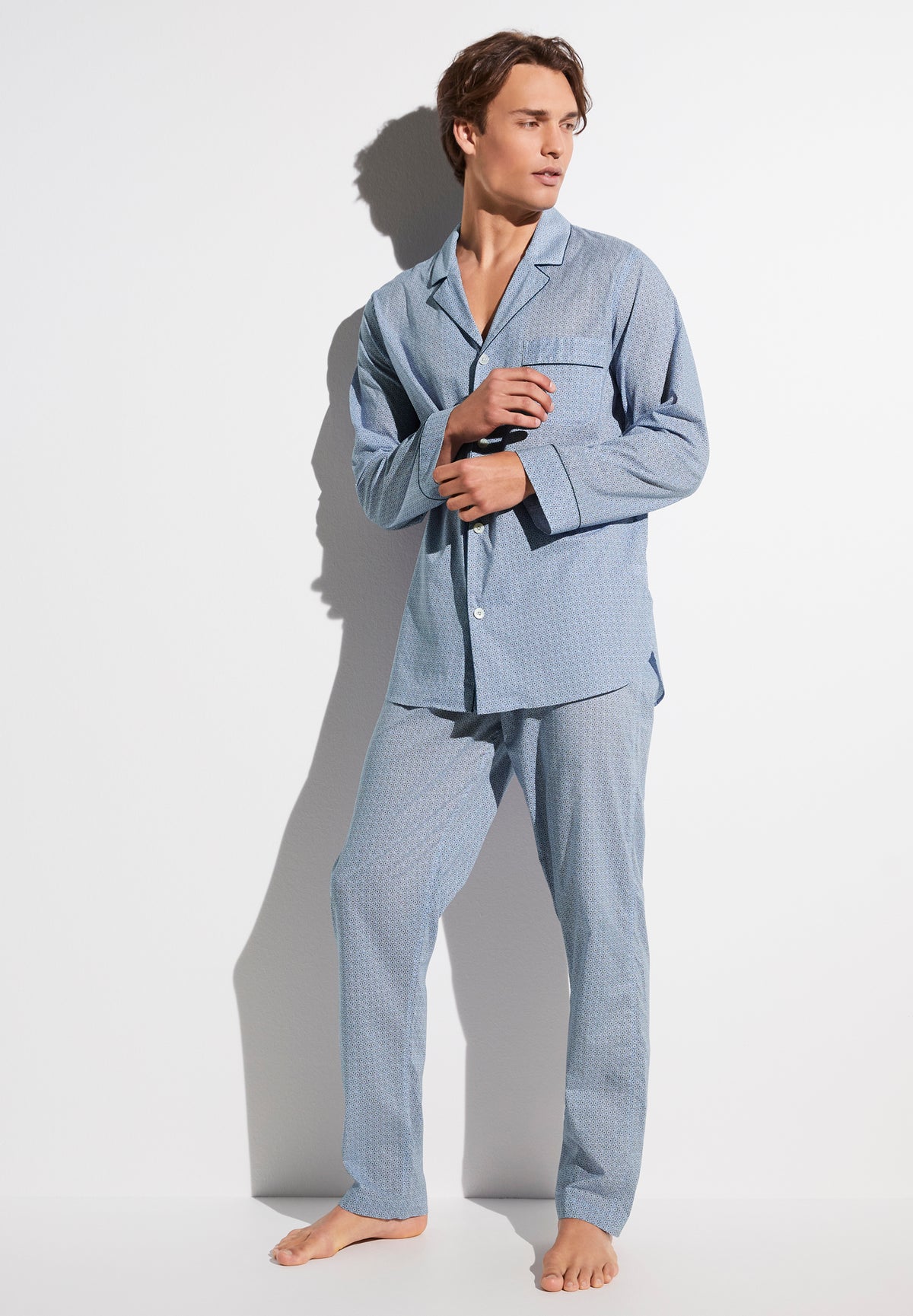 Cotton Voile Print | Pyjama longues - ditsy-geo light blue
