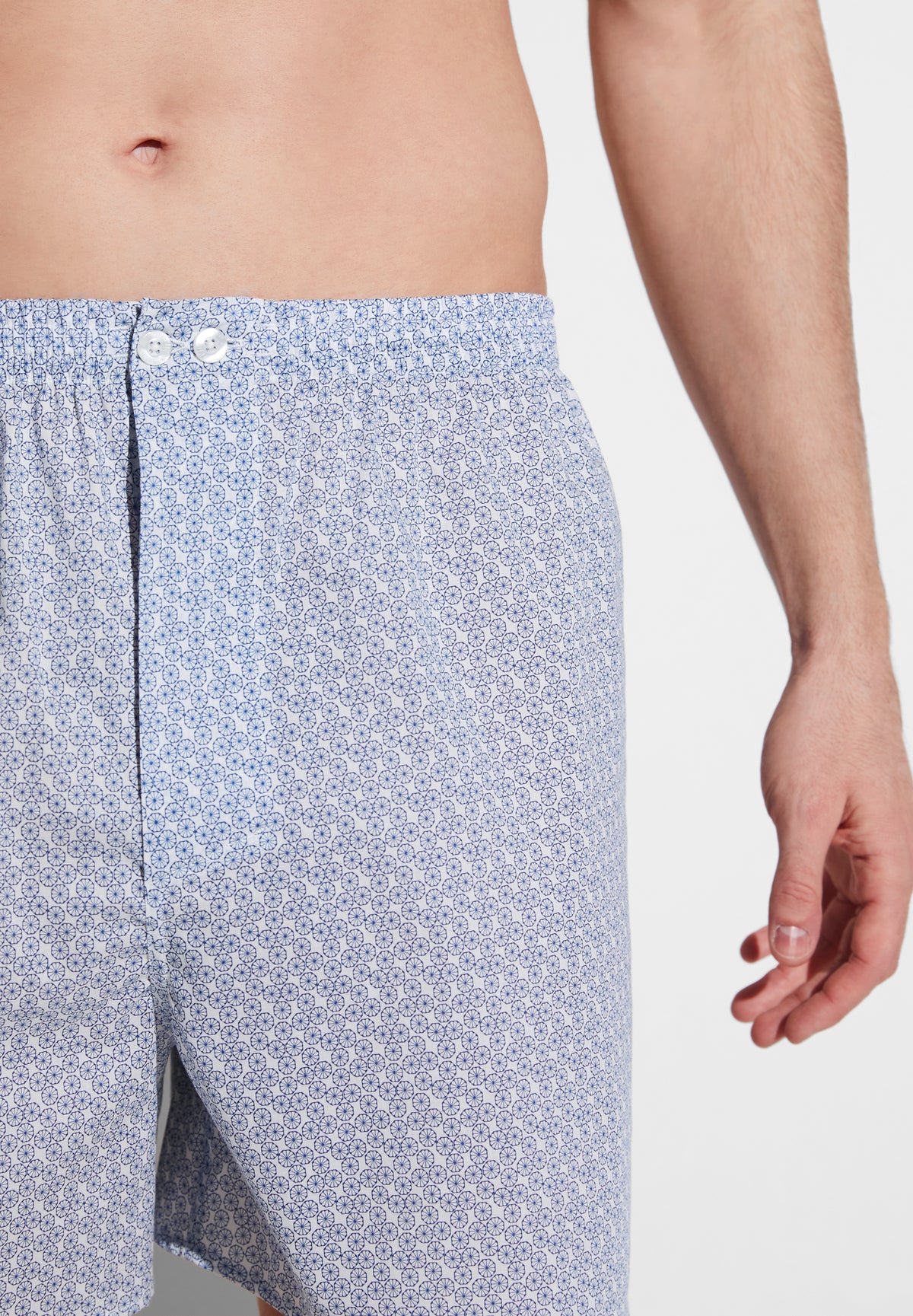 Cotton Voile Print | Boxer Shorts - disty-geo white