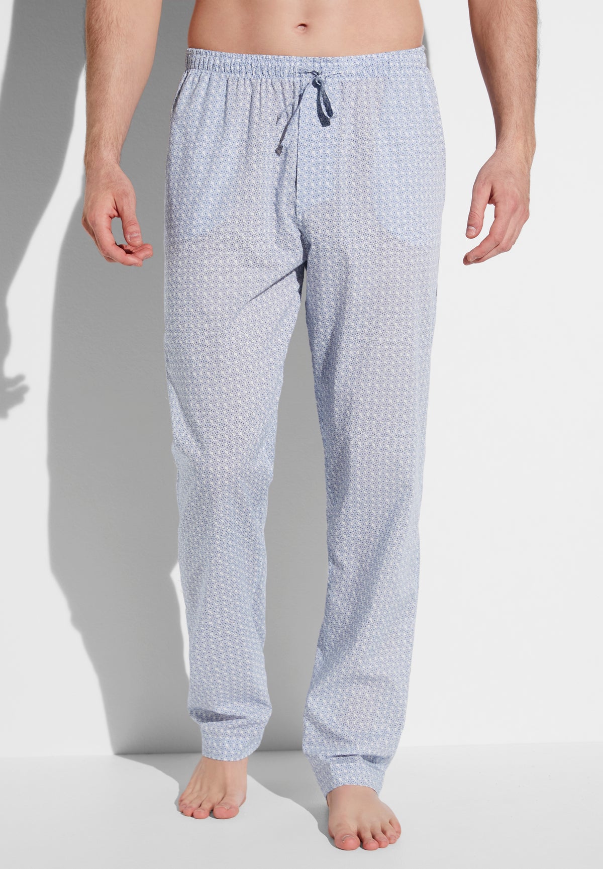 Cotton Voile Print | Pants Long - disty-geo white