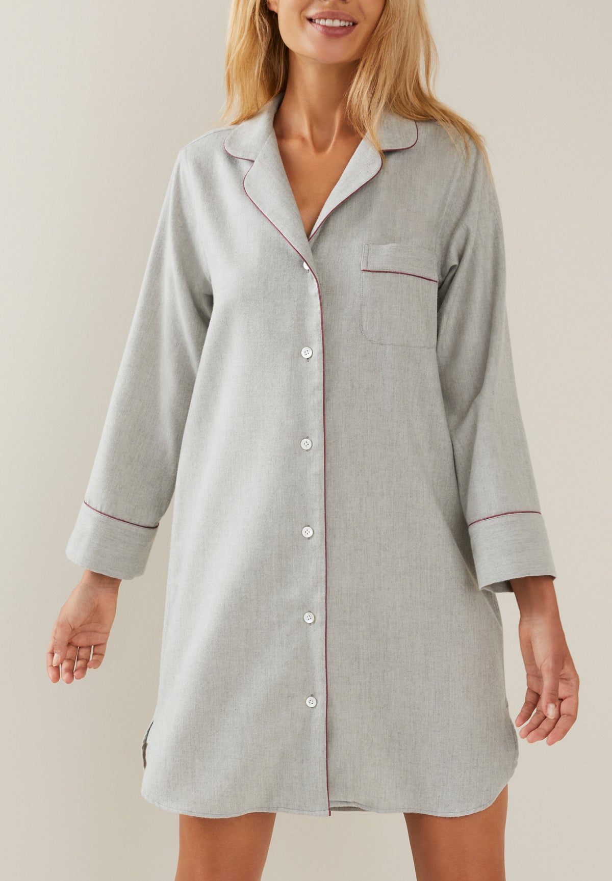 Cozy Flannel | Sleepshirt langarm - silver