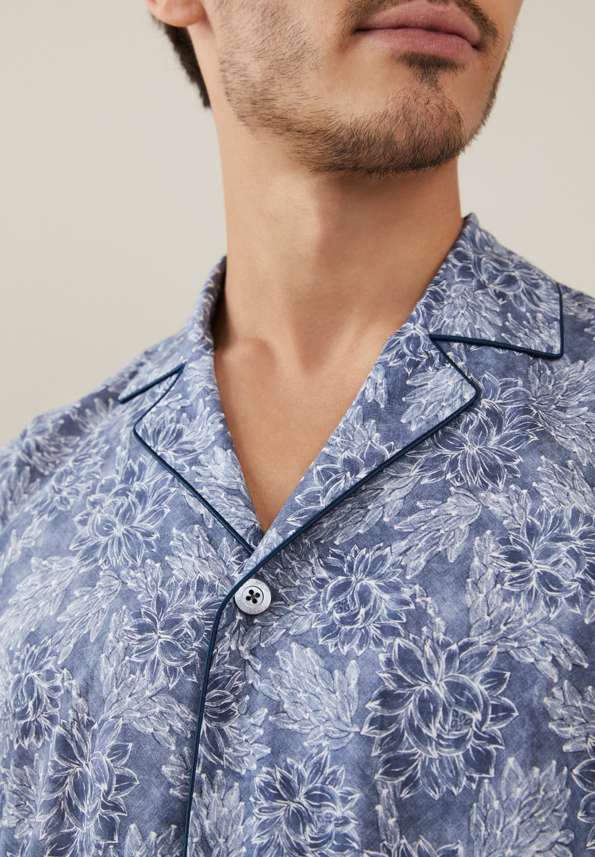Cotton Poplin Print | Pyjama lang - denim blue