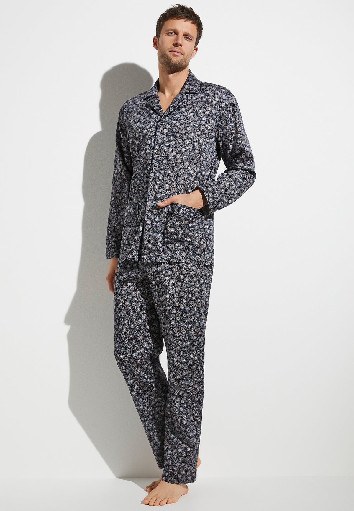 Cotton Sateen Print | Pyjama longues - multicolor blue