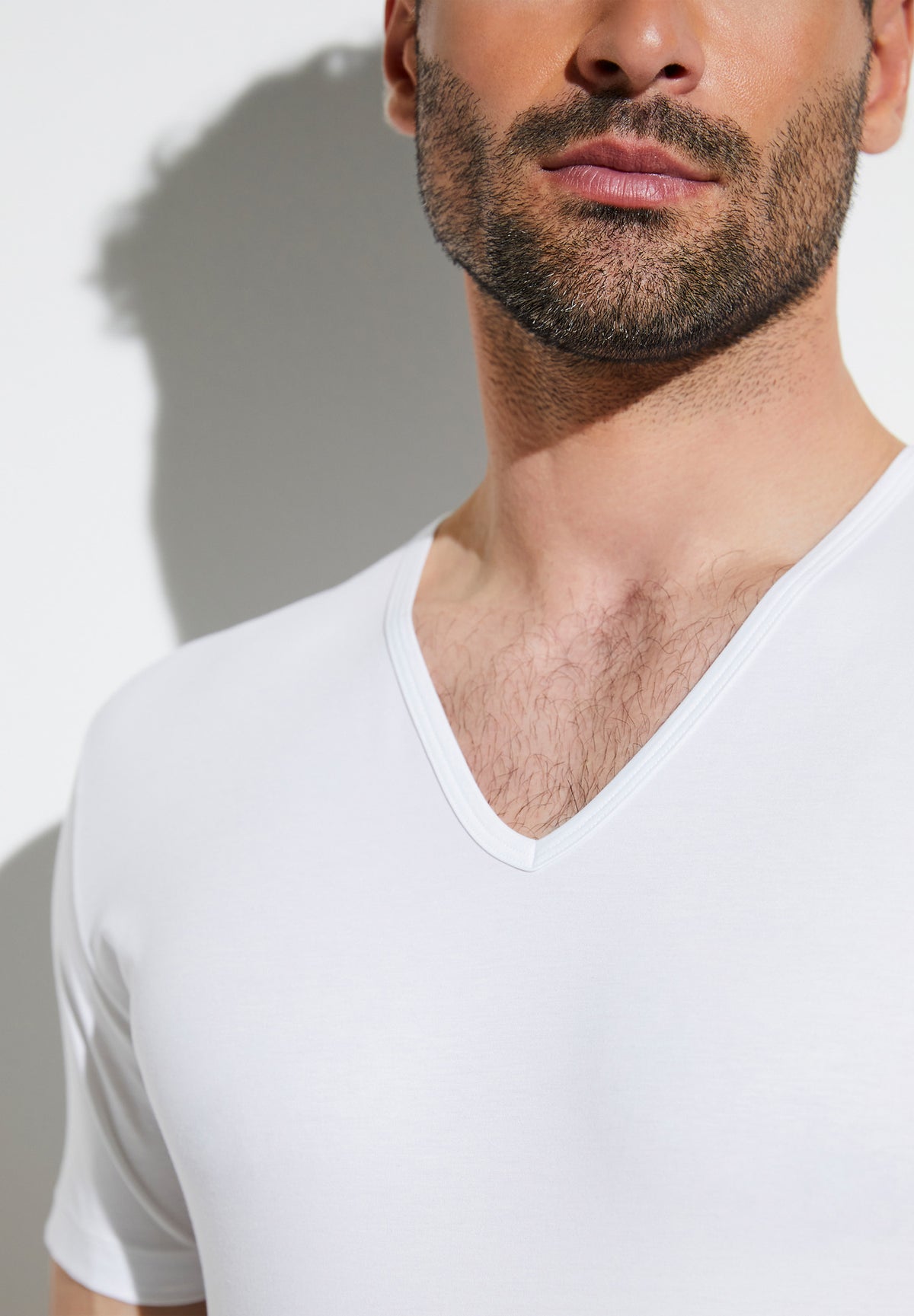 Pure Comfort | T-Shirt à manches courtes col en V - white