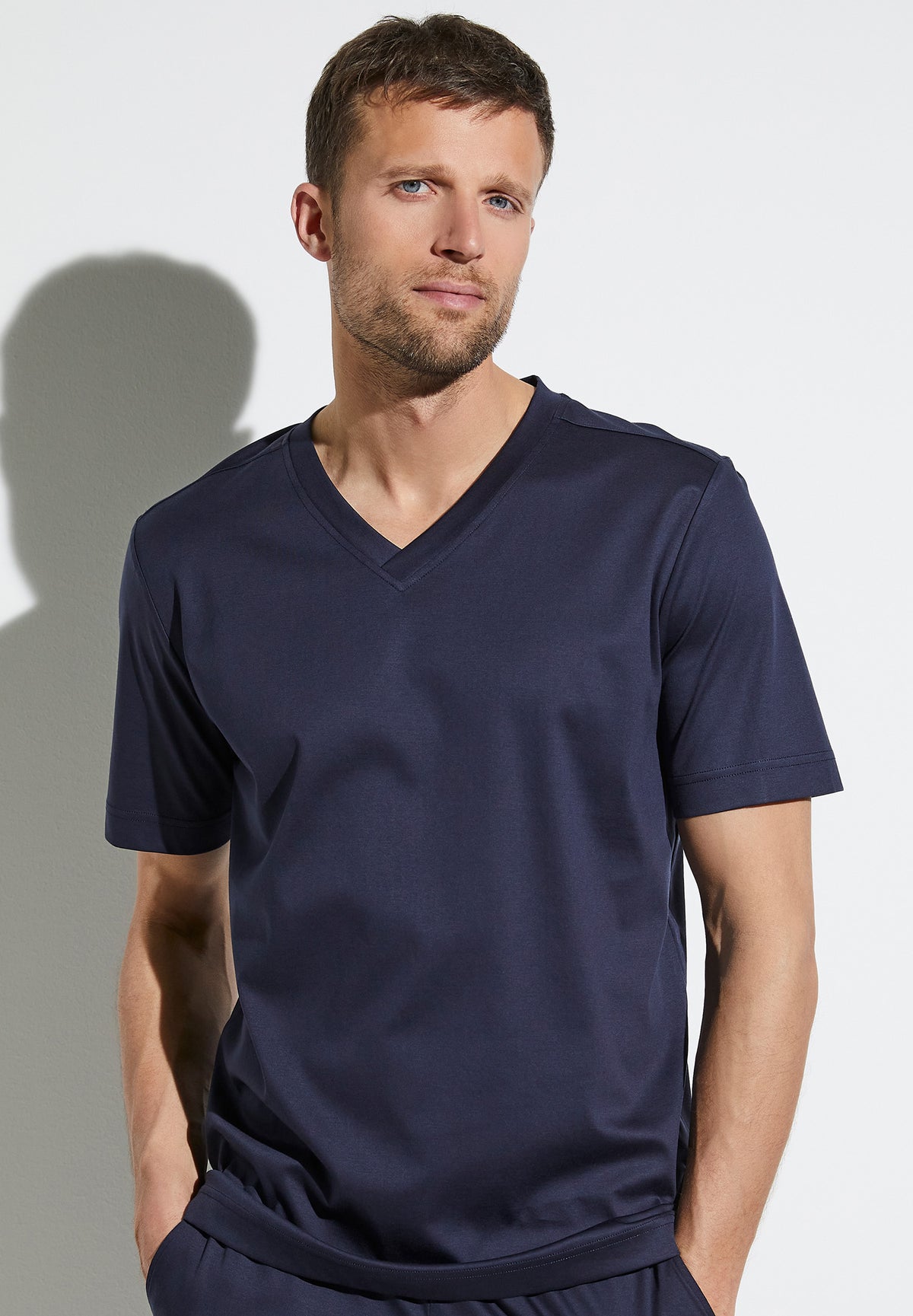 Supreme Green Cotton | T-Shirt Short Sleeve V-Neck - navy