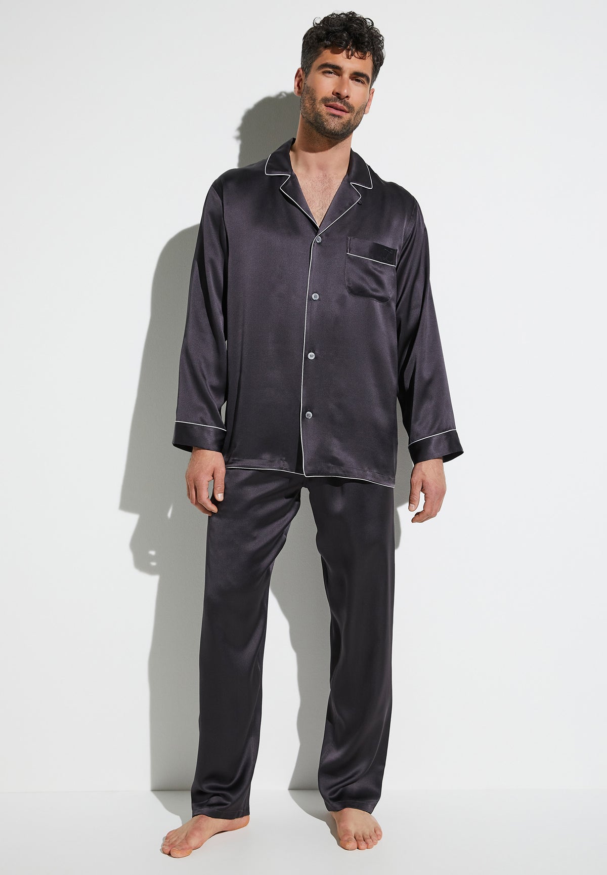 Silk Nightwear | Pyjama lang - anthrazit
