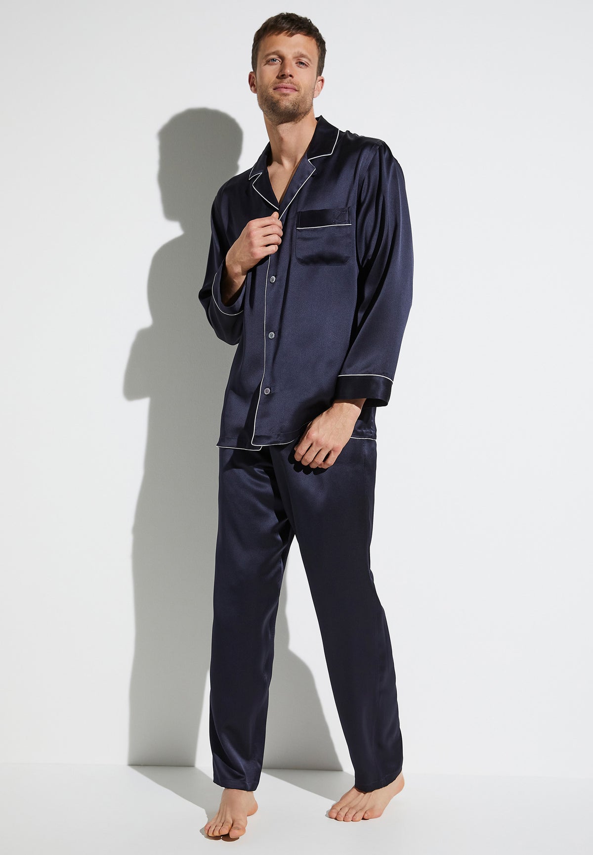 Silk Nightwear | Pyjama lang - navy