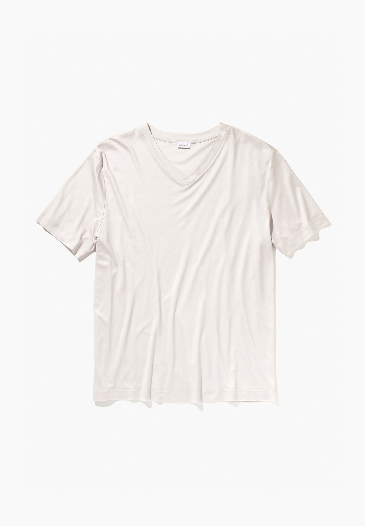 Sustainable Luxury | T-Shirt kurzarm V-Ausschnitt - light grey