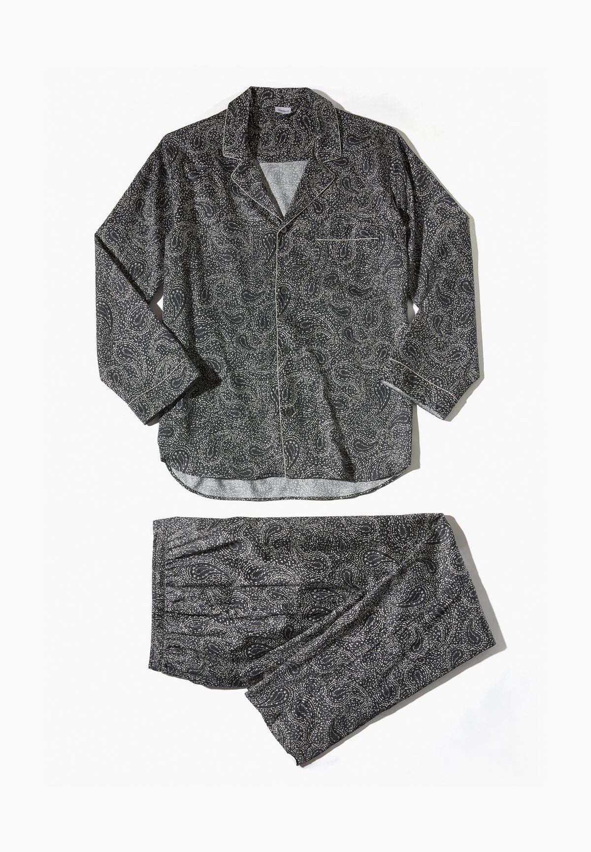Cotton Sateen Print | Pyjama lang - paisley dark blue