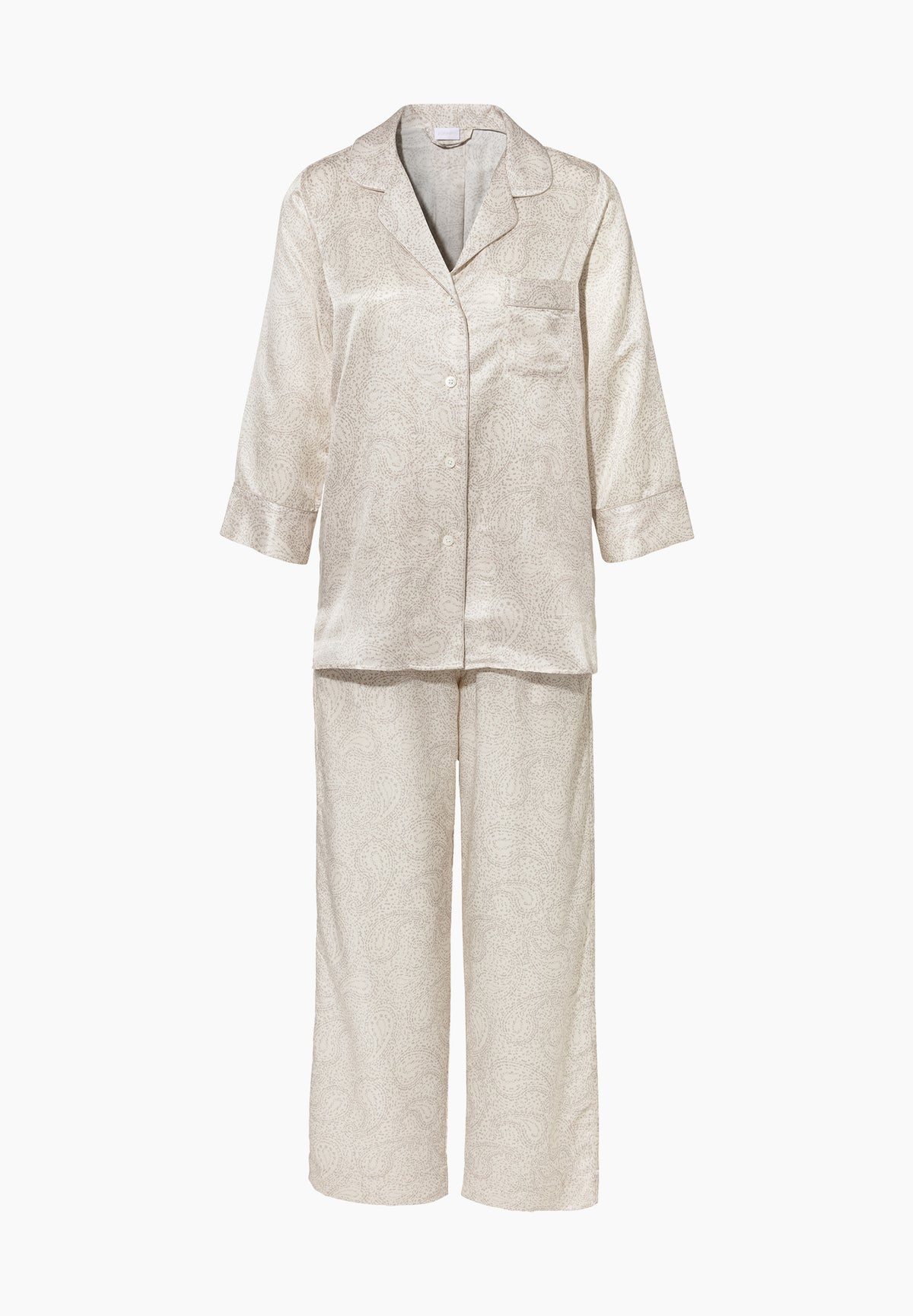 Cotton/Silk Print | Cropped Pyjama 3/4-Ärmel - paisley sand