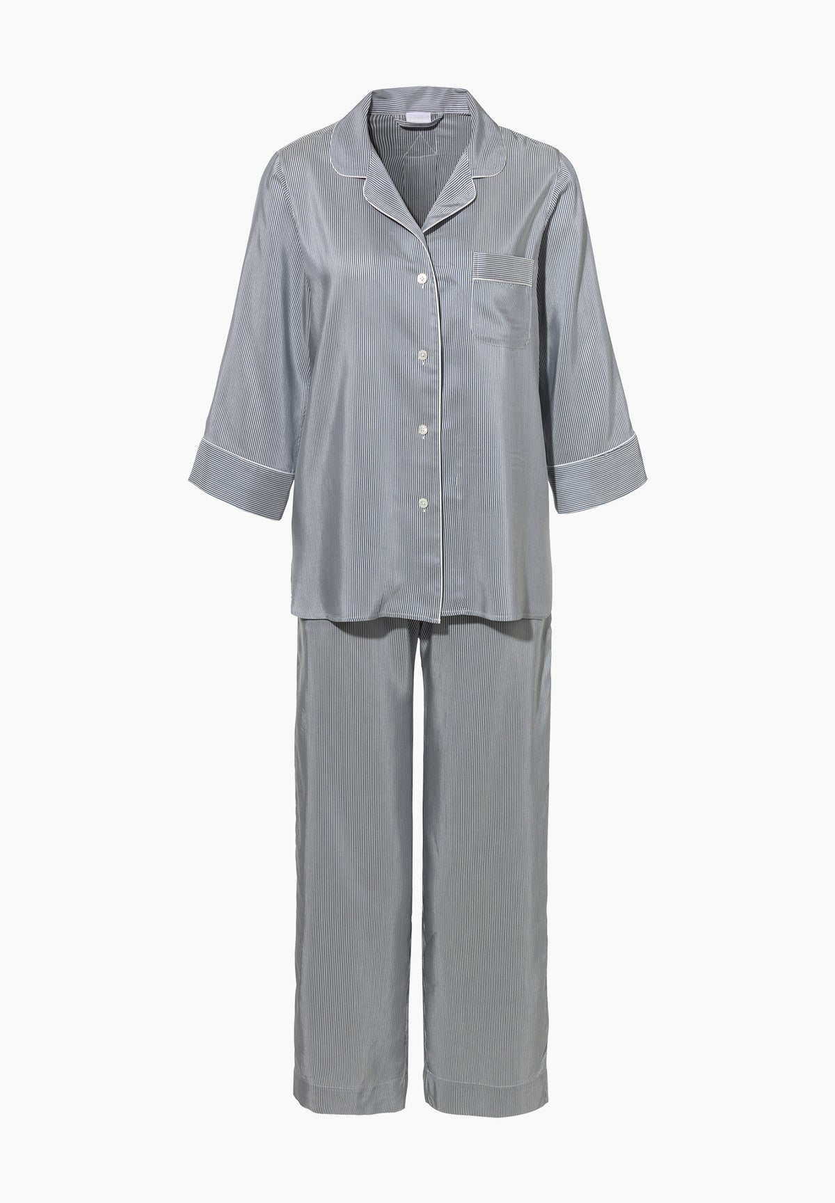Feminine Stripes | Pyjama Cropped 3/4 Sleeve - blue stripes